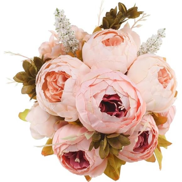 Vintage Artificial Peony Silk Flowers Bouquet Home Wedding Decoration-Light Pink - Picture 1 of 6